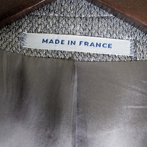 YSL Pour Homme Wool Blazer 42R Gray Herringbone Made France Quiet Luxury - Picture 10 of 11